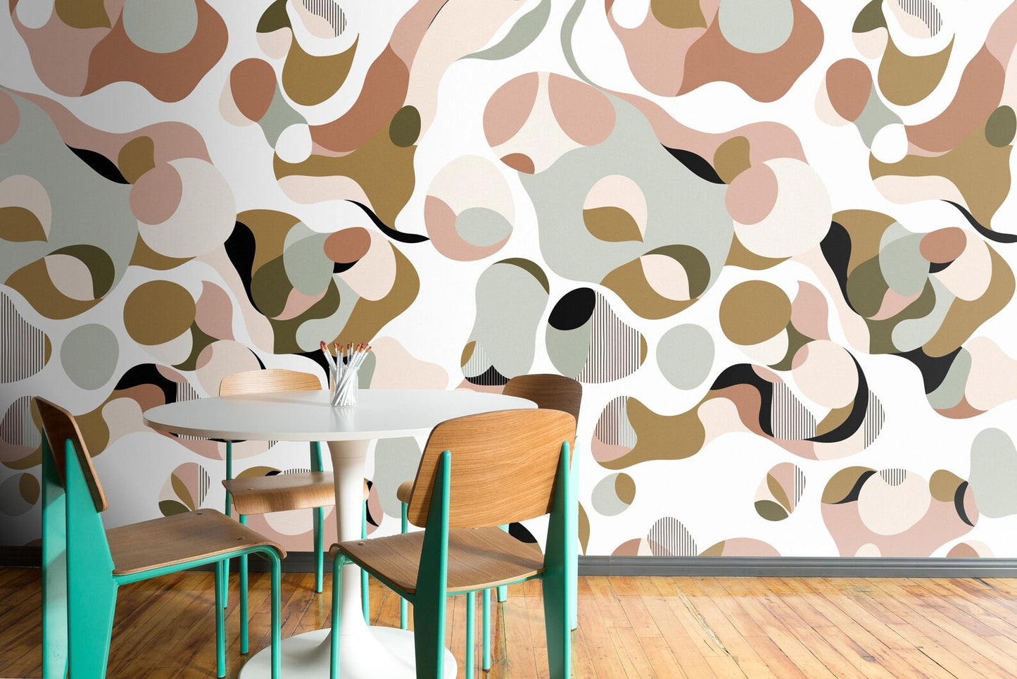 Modern Abstract Wallpaper | Organic Shapes | Wall Mural on White Background
