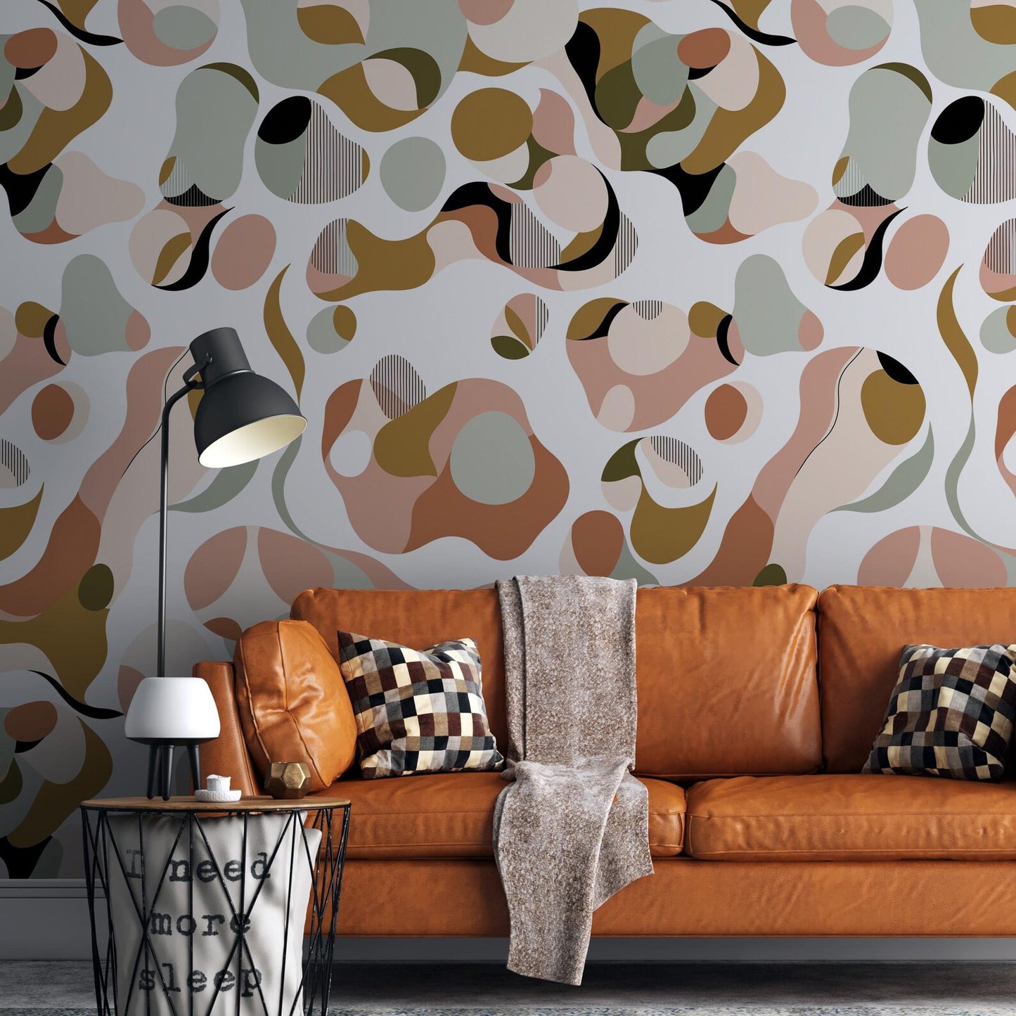 Modern Abstract Wallpaper | Organic Shapes | Wall Mural on White Background